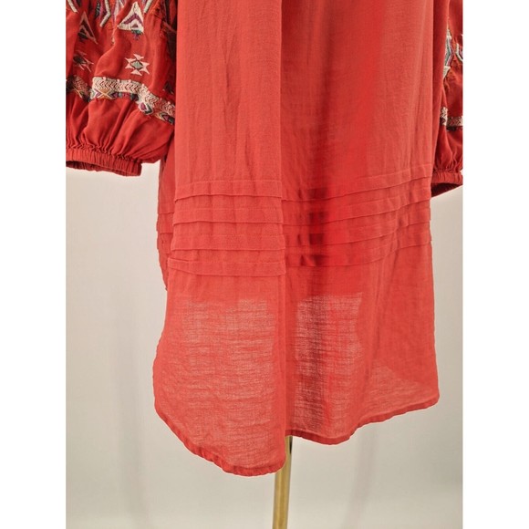 SUNDANCE Orange Geo Aztec Embroidered Boho Summer Tunic Dress Medium - Picture 6 of 8